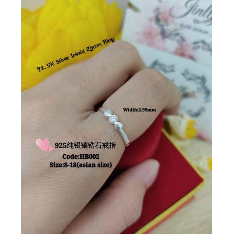 925Silver stone ring#925纯银镶石女装戒指#cincin batu perak untuk perempuan(HB002)