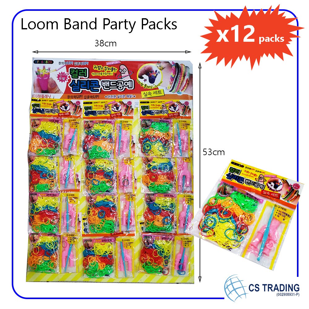 12 Packs x Loom Band Party Set / Neon Rubber Bands KF-66820