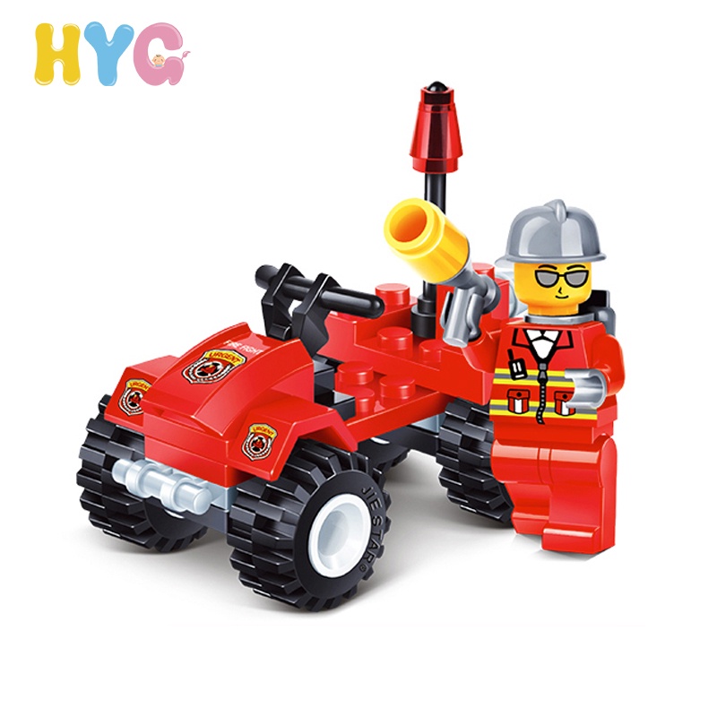 HYG Toys 38PCS Survey Fire Truck Puzzle Toys Minifigures Toy Building Blocks Team City Police Military Figure Soldier Building Bricks Toys for Boys Girls Kids