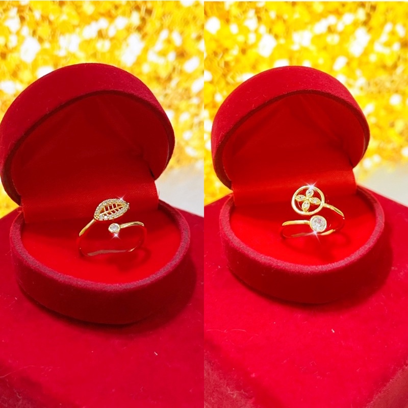 CINCIN DIAMOND DAUN KETUM / LV ADJUSTABLE COP 916 ( Emas bangkok / Emas korea 24k )