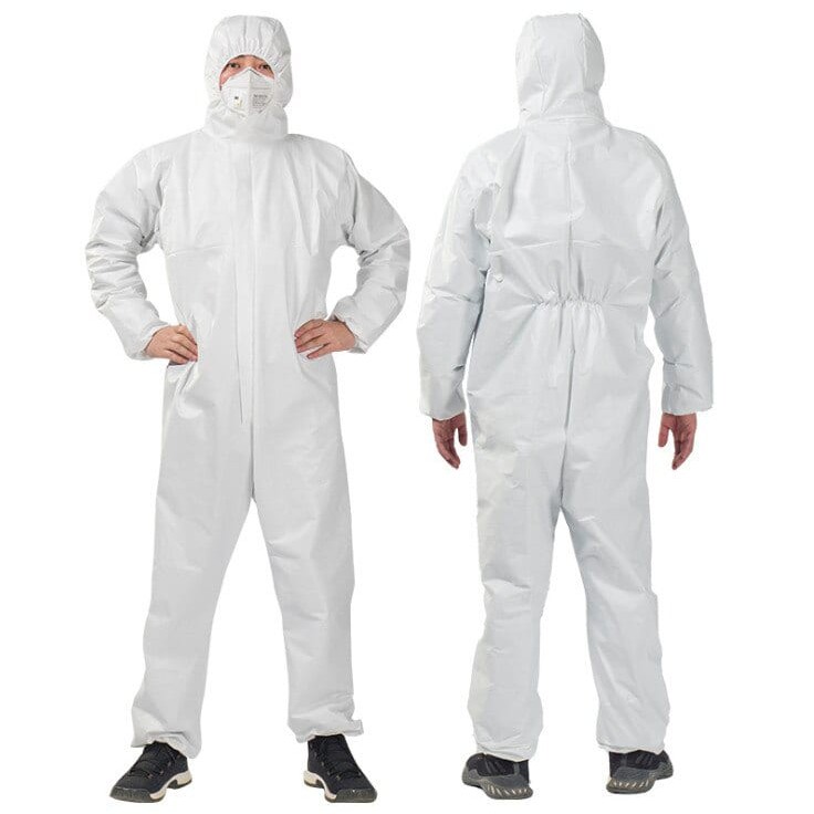 PPE Jumpsuit Cleanroom Disposable Coverall WHO KKM specification ...