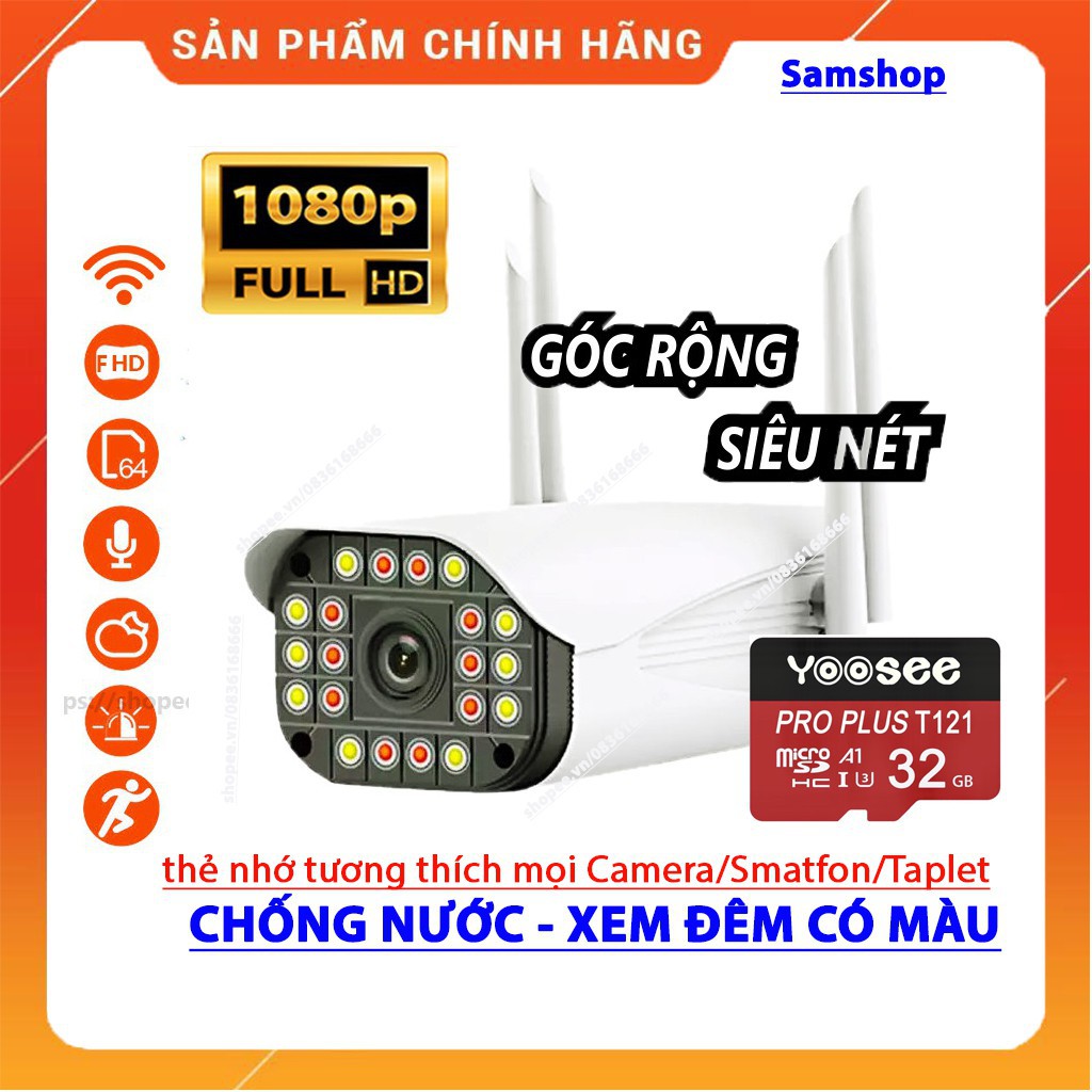 Yoosee Outdoor IP Camera FHD 1080 Vietnamese + 32gb Yoosee Memory Card