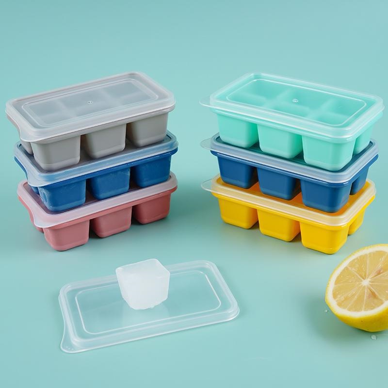 6 Grid Ice Cube Ice Maker Frozen Mold Freezer Frozen Ice Box with Lid Silicone Ice Tray Ice Cream Mold