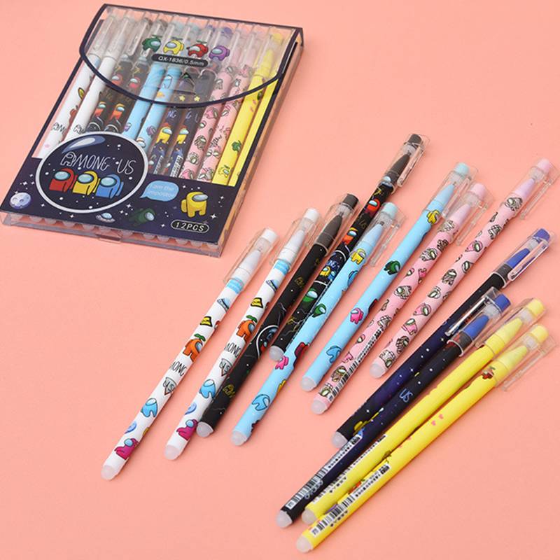 6 pcs Among Us Erasable Pen 0.5mm Creative Game Student Gel Pens