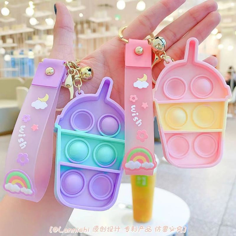 READY STOCK Pop It Mini Keychain Ice Cream Silicone Pop it Bubble