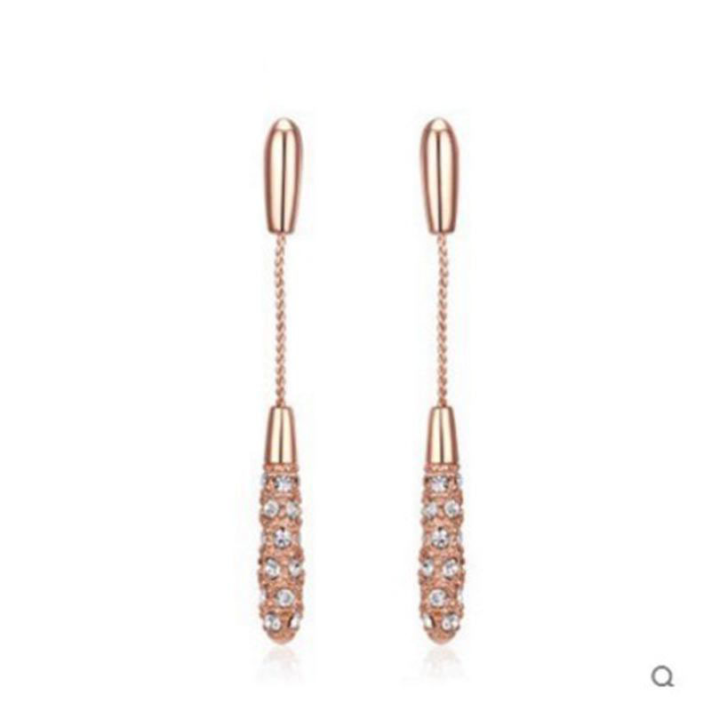 Silver Needle Hypoallergenic Earrings Fashion Long Water Drop-shaped Rhinestone Earrings_voghion.com