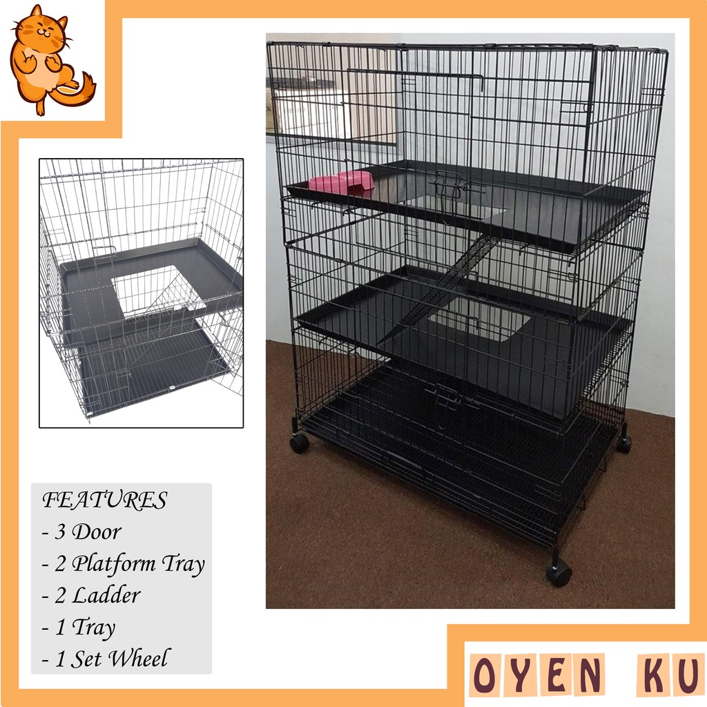 Sangkar Kucing 3 Kaki Platform Penuh (BESAR) / Cat Cage 3 Feet Full