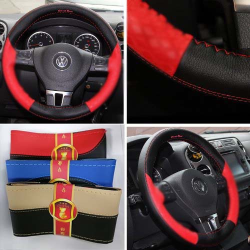 wrapping steering wheel with leather