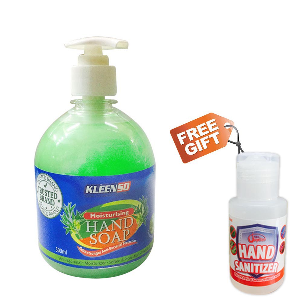 Kleenso AntiBacterial Green Apple Hand Soap 500ml + Hand Sanitizer
