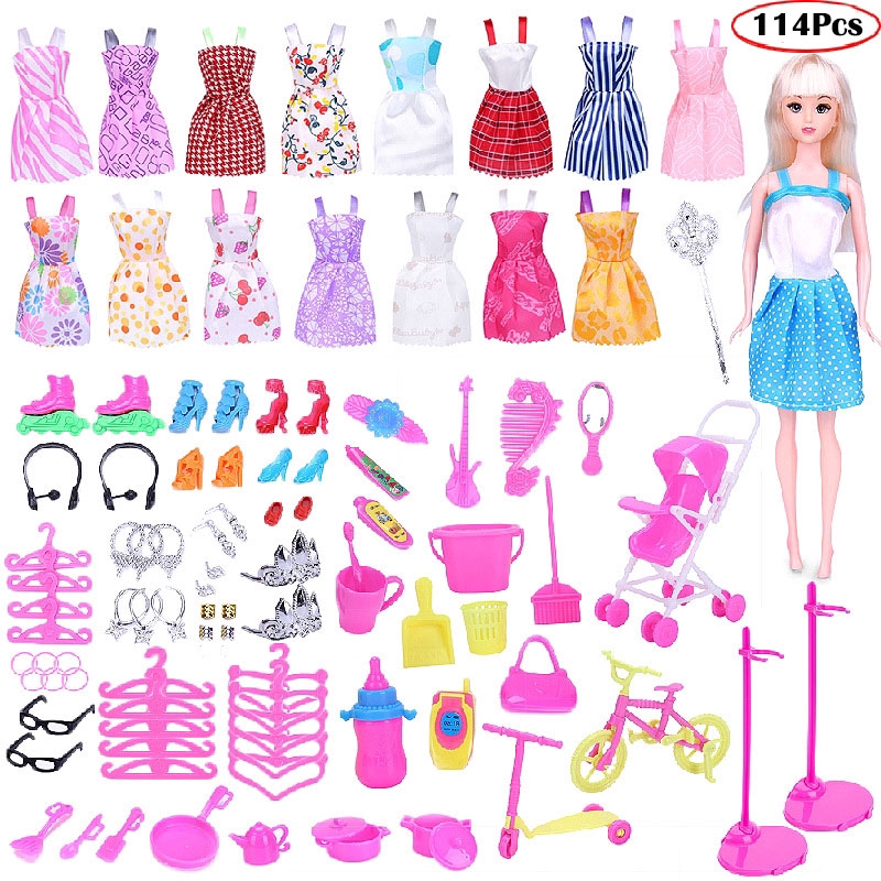 barbie doll set with dresses