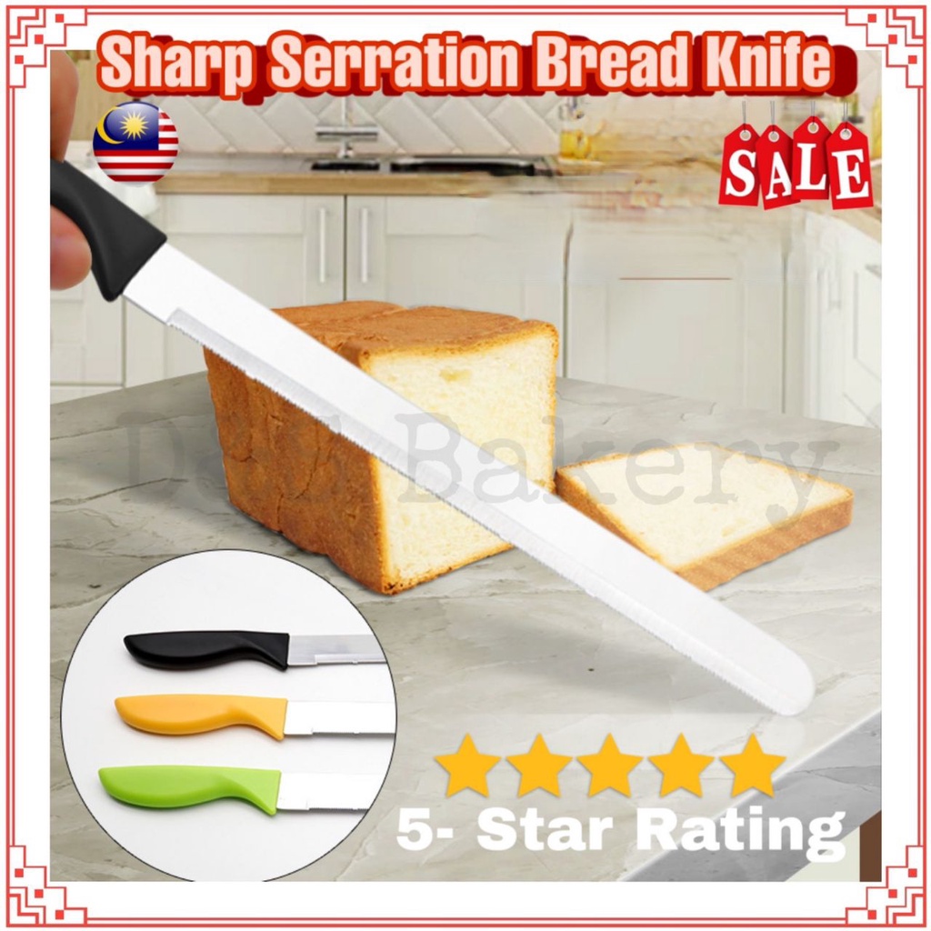 🇲🇾D&S 10"/12"✨Serrated Sharp Bread Knife, Cake Knife, Pisau Roti Pisau Kek, Stainless Steel Knives Pisau Dapur 面包刀 蛋糕刀