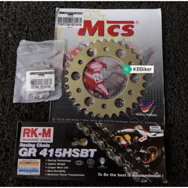 RKM 415 Chain + Sprocket MCs Gold Set Y15ZR Shopee Malaysia
