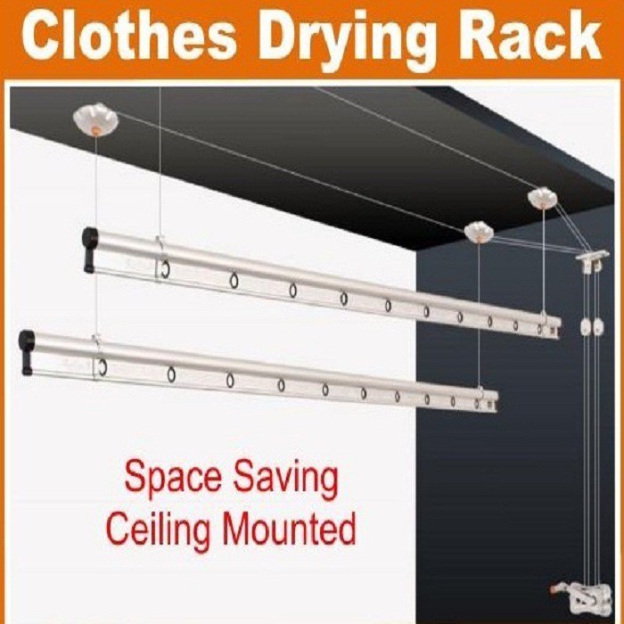 Ceiling Mount Lifting Hanger Clothe Rack 240cm