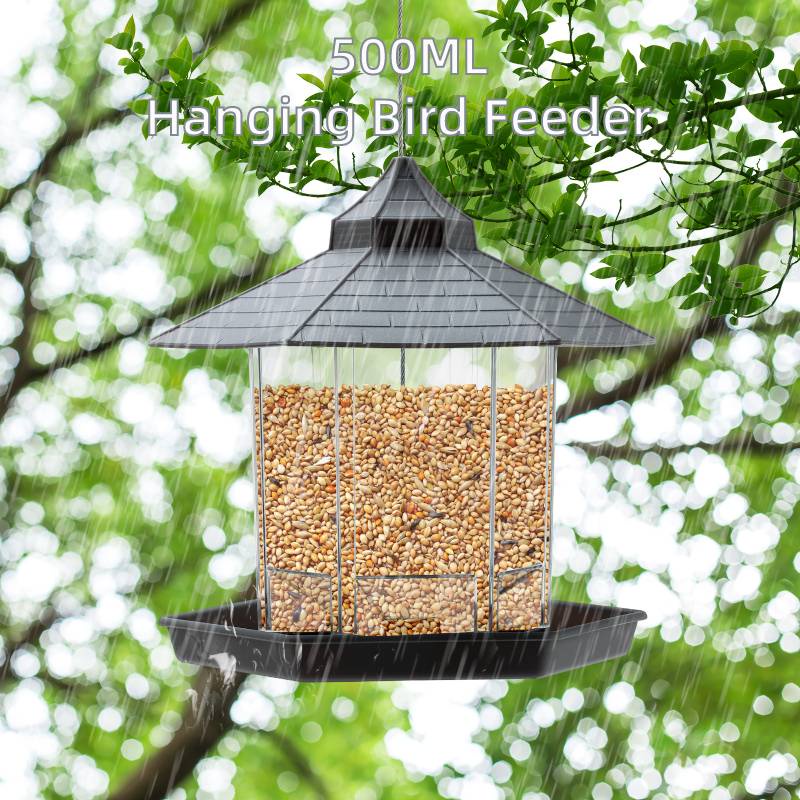 [EPAY] Ready Hanging Bird Feeder 500ml Pet Supplies Hummingbird Parrot Pigeon Food Container Window Outdoor Garden Paddock Decor