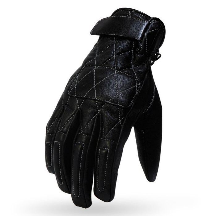 GU CAMP Knight Parts American TORC Black Glove Goat Leather Water-Repellent Heavy Machine Gloves (Retro Time Black)