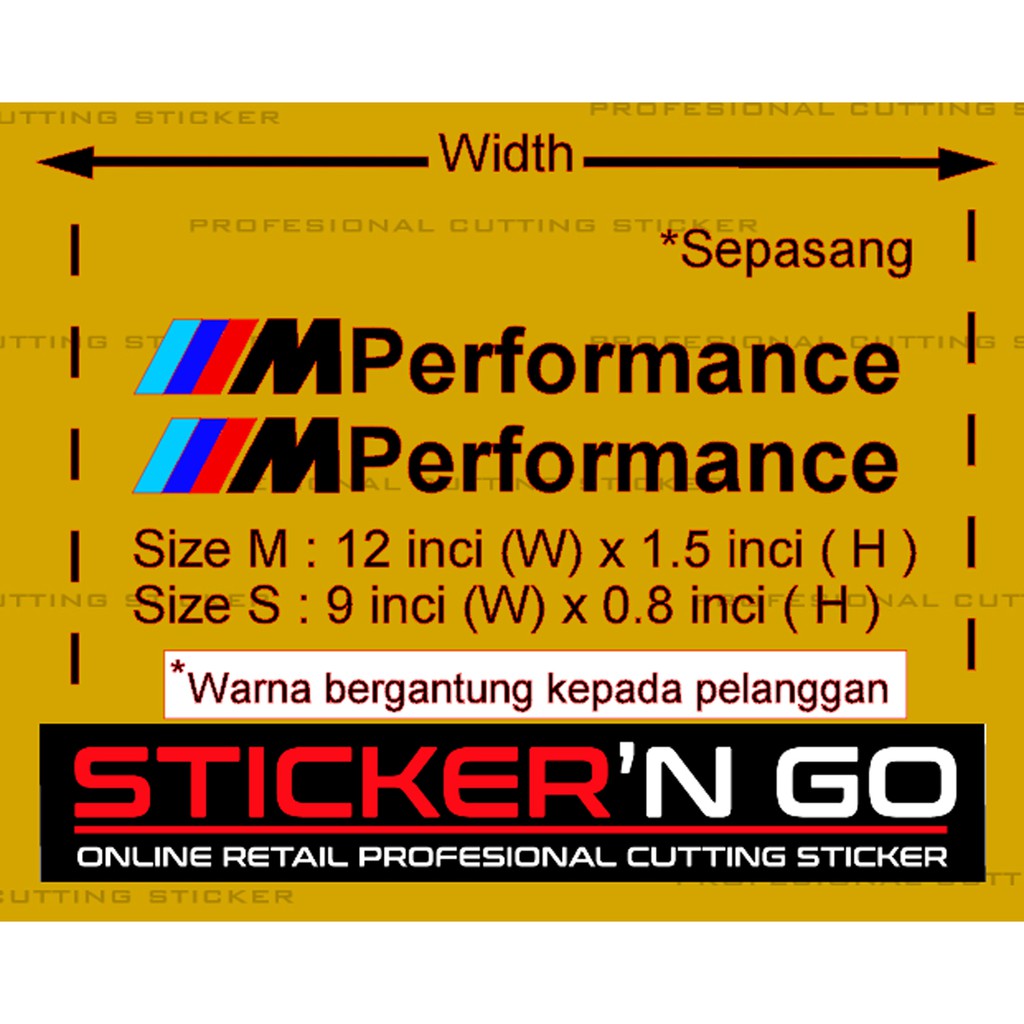 STICKER CUSTOM BMW M PERFORMANCE FOR M3 M5 X6 X1 sepasang*