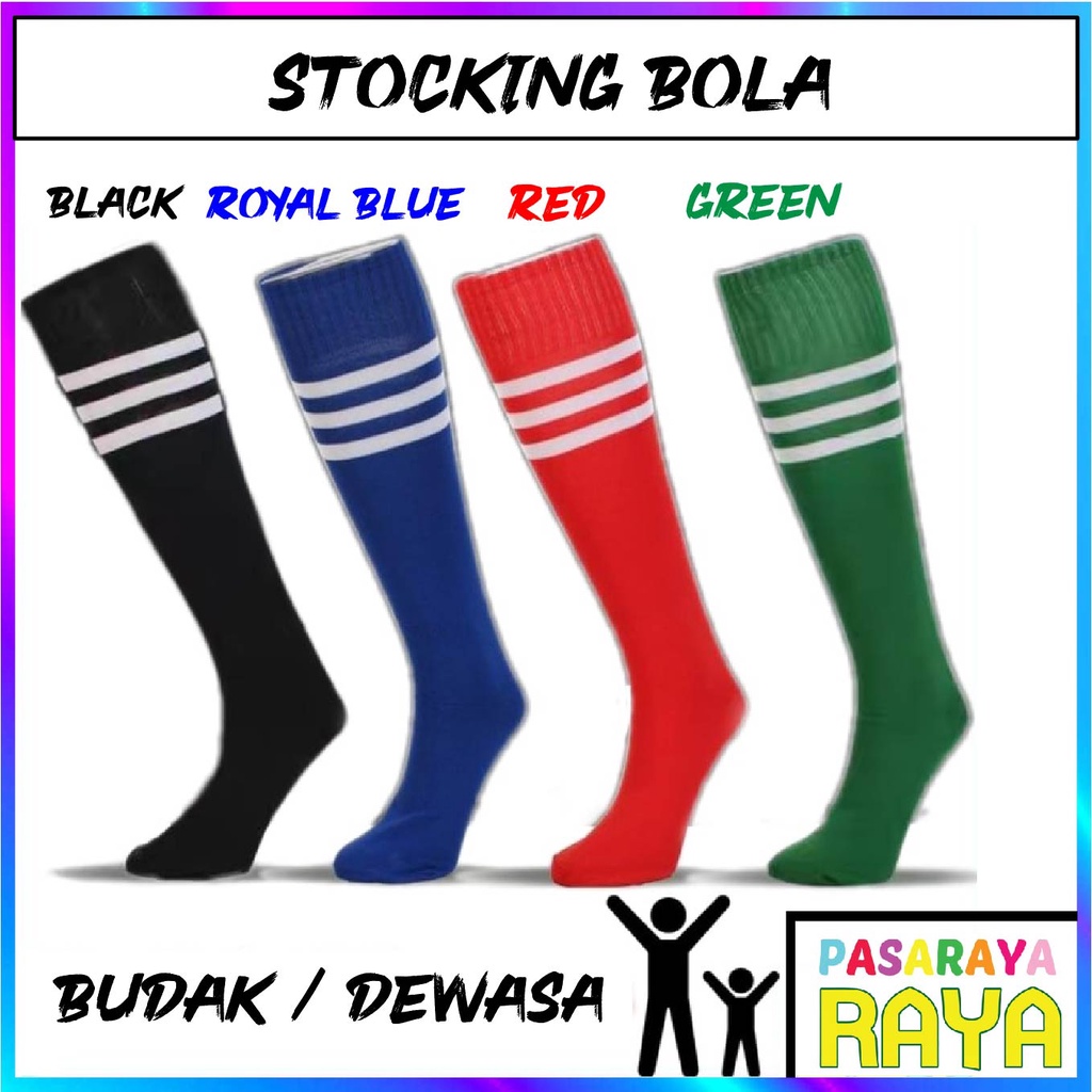 Stoking Bola Dewasa & Budak Football Soccer Futsal Socks Adult & Kids Stoking Bola Red, Blue, Green, Black, Navy