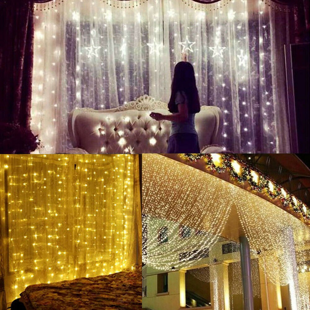 300 Led Curtain Fairy Lights Wedding Outdoor Xmas Garden Party