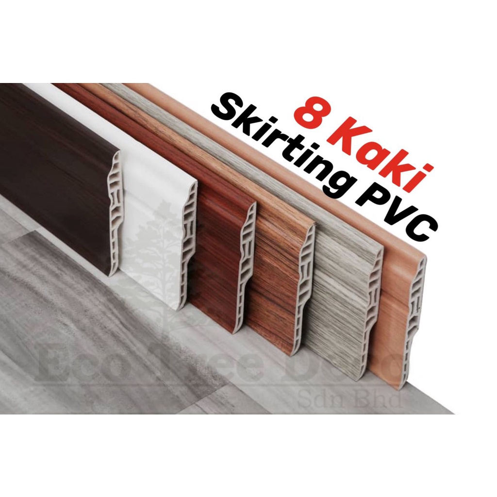 PVC Skirting 8 Kaki Pjg PVC Tak Perlu Cat l Wall Skirting Vinyl Skirting DIY l Laminate Floor Skirting SPC Deco Wall