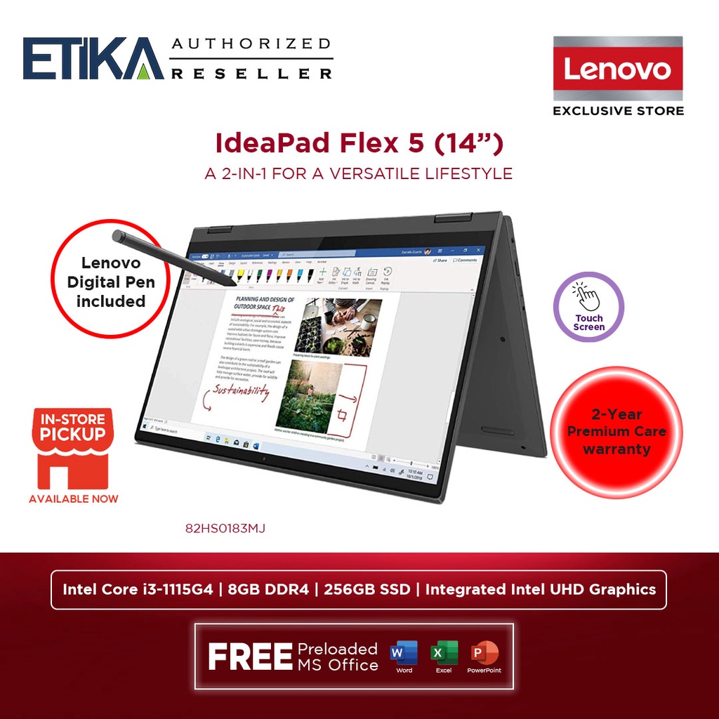 Lenovo Ideapad Flex 5 14ITL05 82HS0183MJ Touch Screen Laptop (Intel i3