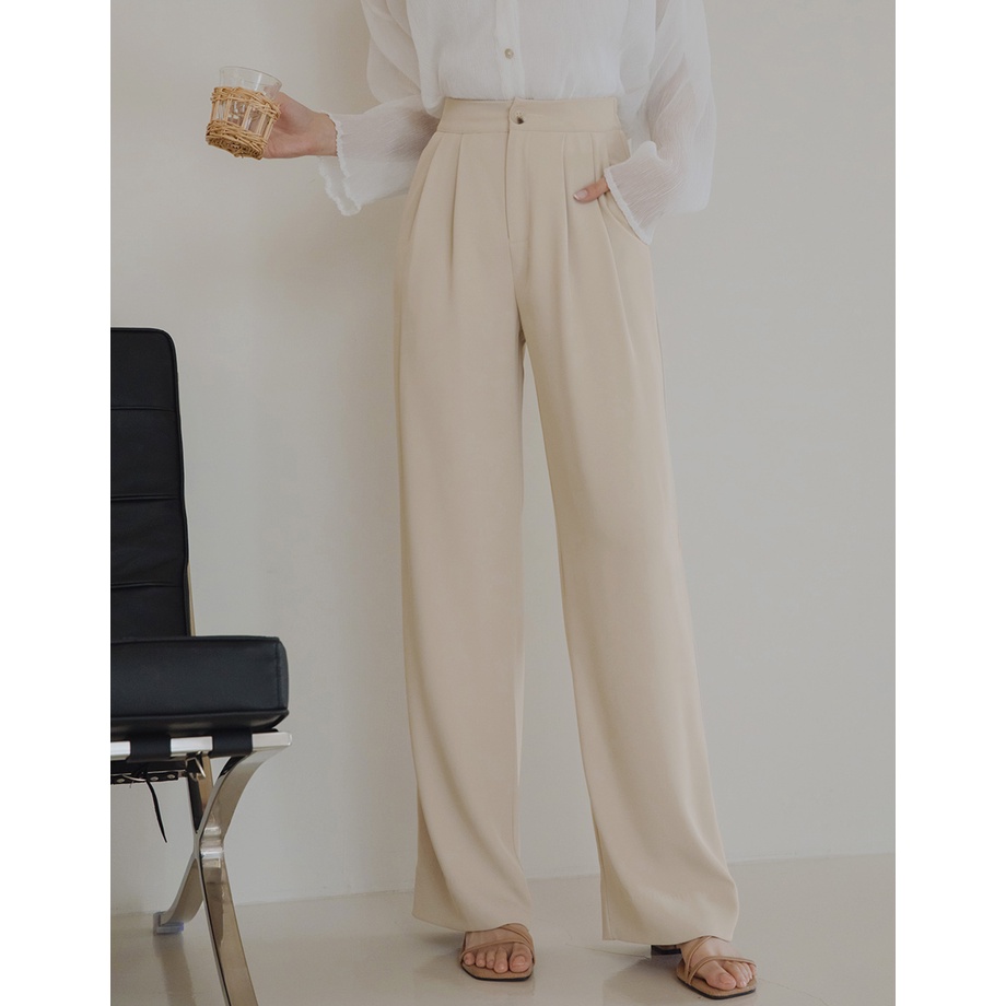 AIR SPACE Sleek CEO Style Pleated Suit Wide Pants