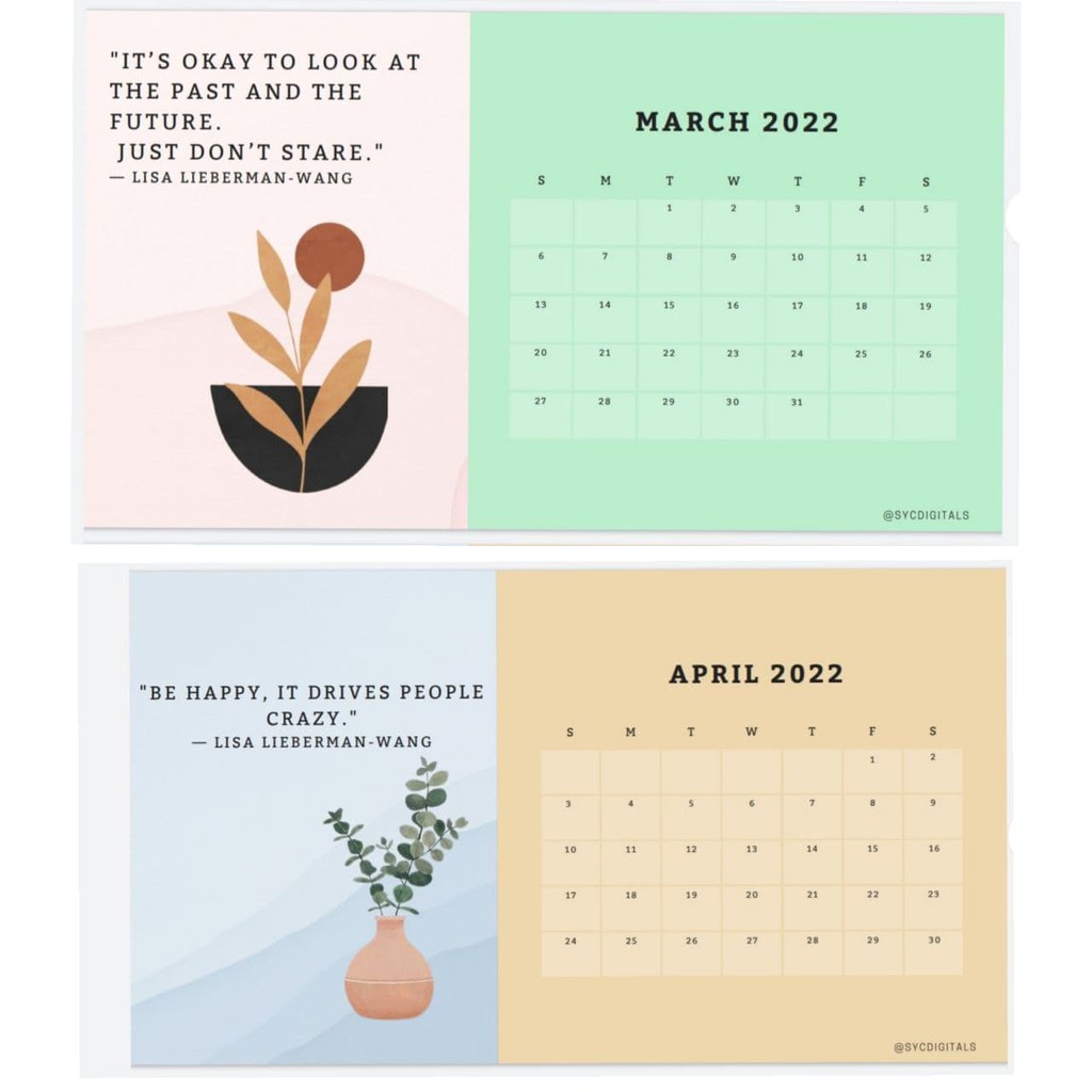 Calendar 2022 Simple Theme (Pdf)-Free Postage | Shopee Malaysia