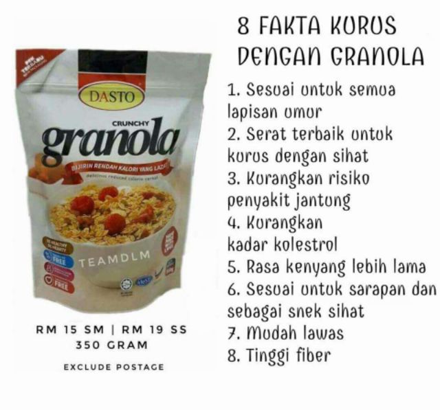Makanan Diet Dasto Granola Single Pack Shopee Malaysia