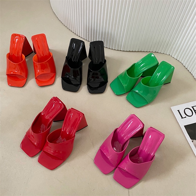 MANXIXI Women Beautiful Leather Block High Heels  Inches Square Toe  Sandals (Size 35-39) | Shopee Malaysia