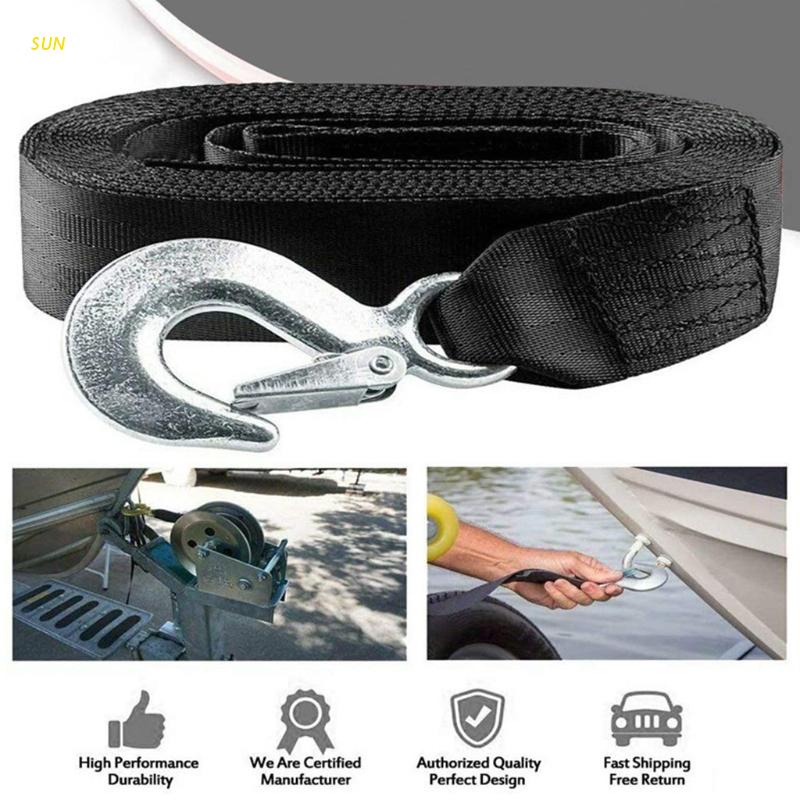 SUN Wearproof Trailer Boat Winch Strap 4/6Meters Vehicle Emergency Rescue Rope Belt Boat Transportation Fixed Rope