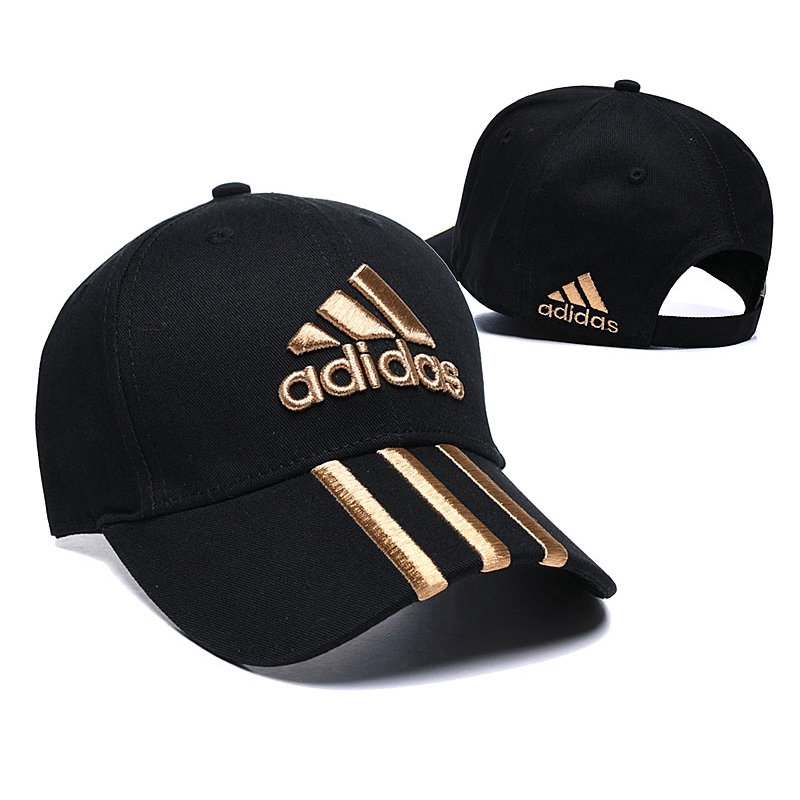 black adidas hat with gold logo