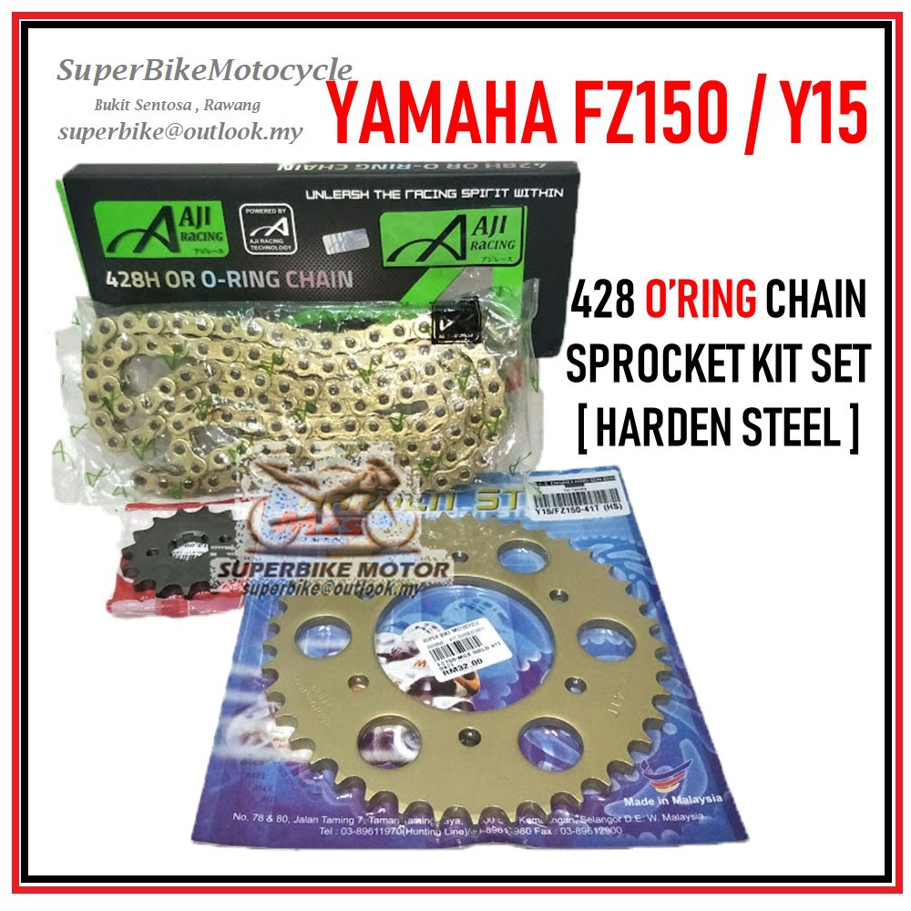 Yamaha Fz150 Y15 428 Sprocket Kit Set Gold Chain O Ring Chain Shopee Malaysia