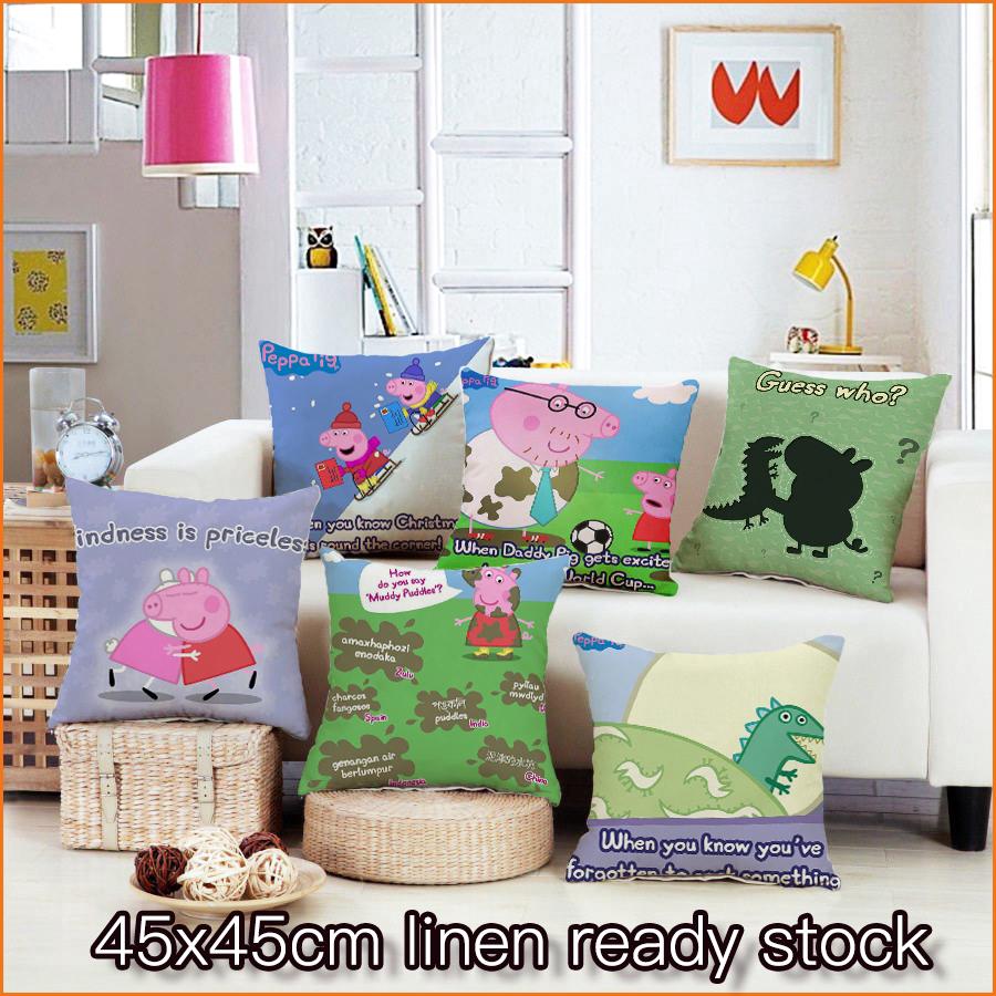 Hot Item Pillow Car Cartoon Home Decoration Cute Cushion Sofa Pillow Cover Home Living Peppa Pig