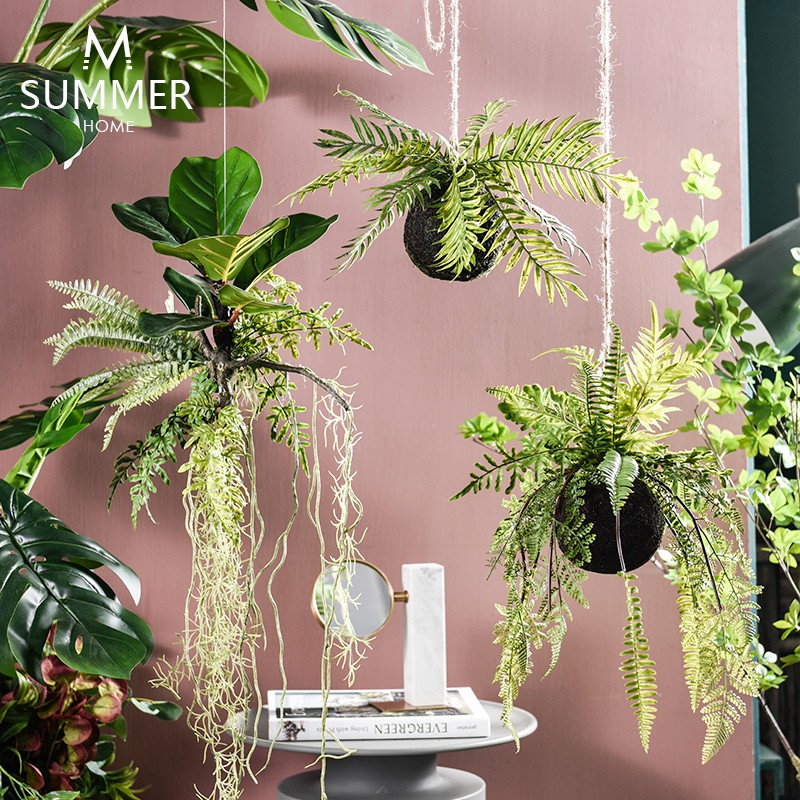 Nordic Indoor Simulation Fern Aerial Hanging Ball Ceiling