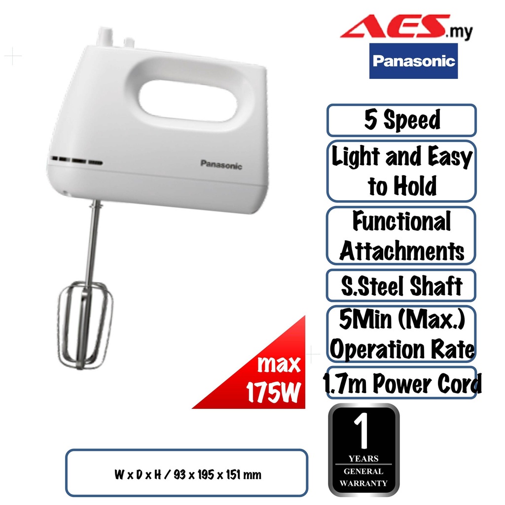 PANASONIC 5 SPEED 175W ELECTRIC HAND MIXER MKGH3WSK Shopee Malaysia