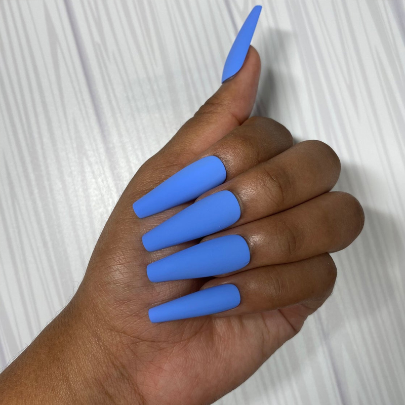 24pcs Matte Fake Nails With Glue Baby Blue Press On Nails Coffin Press Long Nails Cute Glue On Nails Shopee Malaysia
