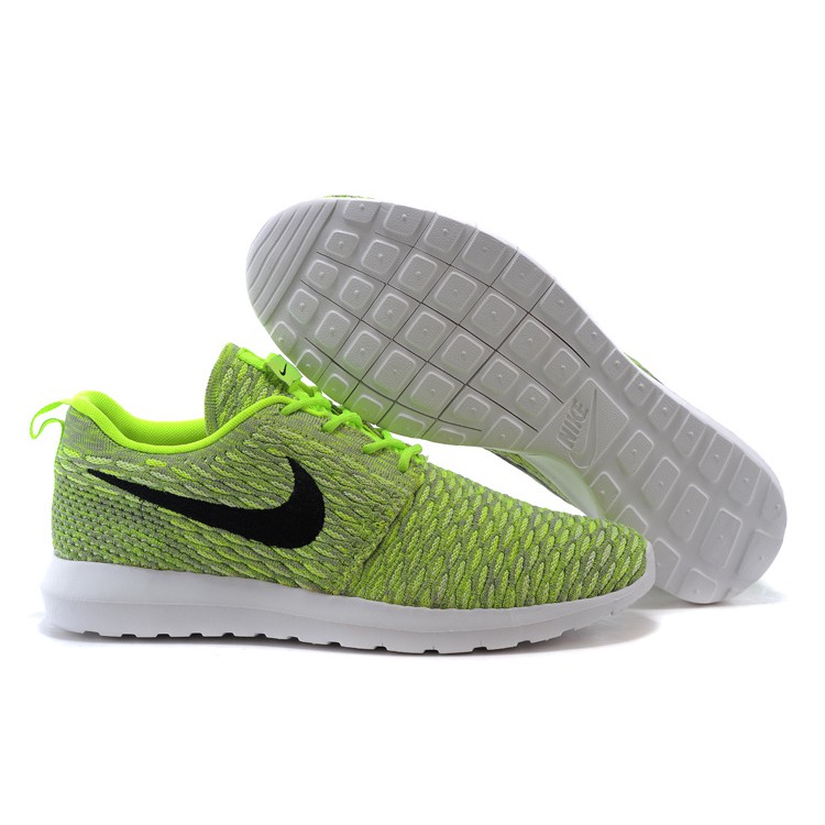 Nike Roshe Run Flyknit Mens Sneakers Fluorescent Green Nike Roshe Run Flyknit Mens Sneakers Fluorescent Green