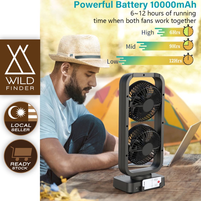 Opolar 10,000mAh Oscillating Tower Fan with Remote, 16 inch Cordless