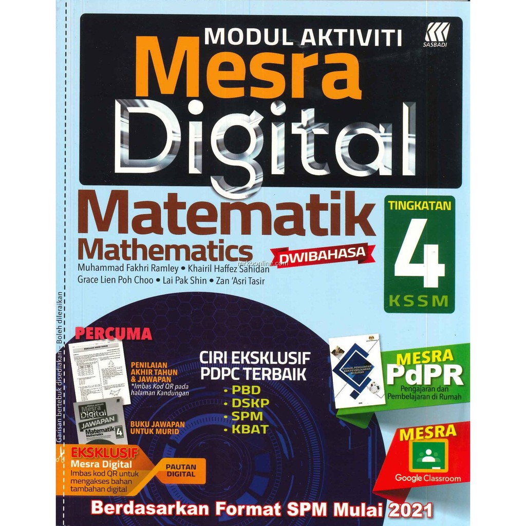 2021 Modul Aktiviti Mesra Digital Matematik Tingkatan 4 Kssm Shopee Malaysia