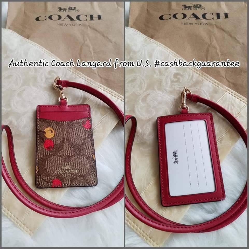 ORIGINAL - AUTHENTIC Coach ID Holder – Lanyard F31899 Cherry Signature  Khaki Red | Shopee Malaysia
