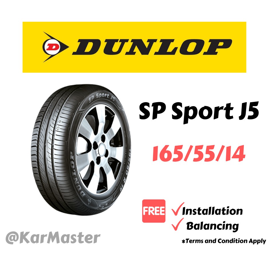 165 55 14 Dunlop Sp Sport J5 With Installation Shopee Malaysia