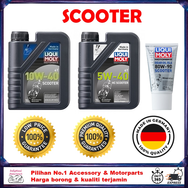 Liqui Moly Scooter Engine Oil 5W40 HC / 10W40 & Gear Oil (150ml) 80W90 MINYAK ENGINE MINYAK