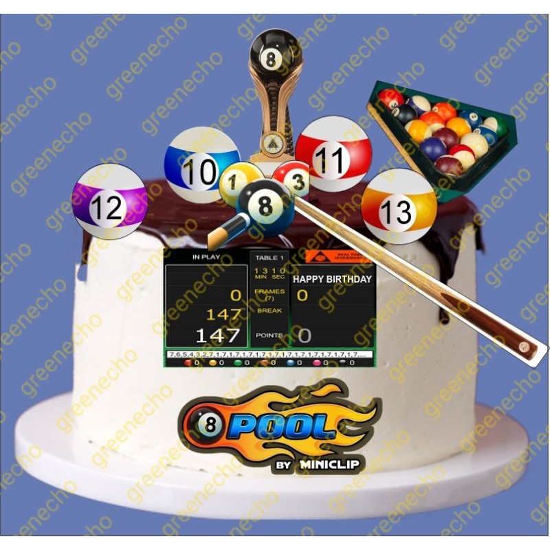snooker pool 8 ball pool8ball cake topper (1set) Shopee Malaysia