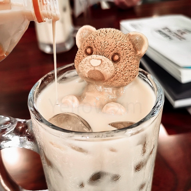 【READY STOCK】Creative Silicone Bear Mold Stereo Teddy Coffee Milk Tea Ice Cube Mold Skull Ice Hockey Abrasive