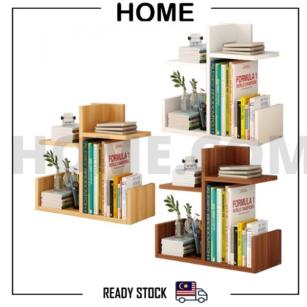 HOME Sturdy Wooden Table Top Book Rack Book Shelf Table Organizer Rak