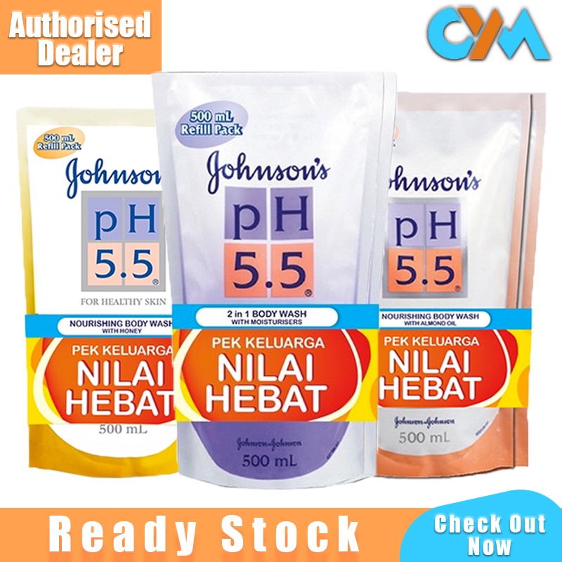 Johnsons PH 5.5 500ml Refill Healthy Skin Soap Free Moisturizers Almond