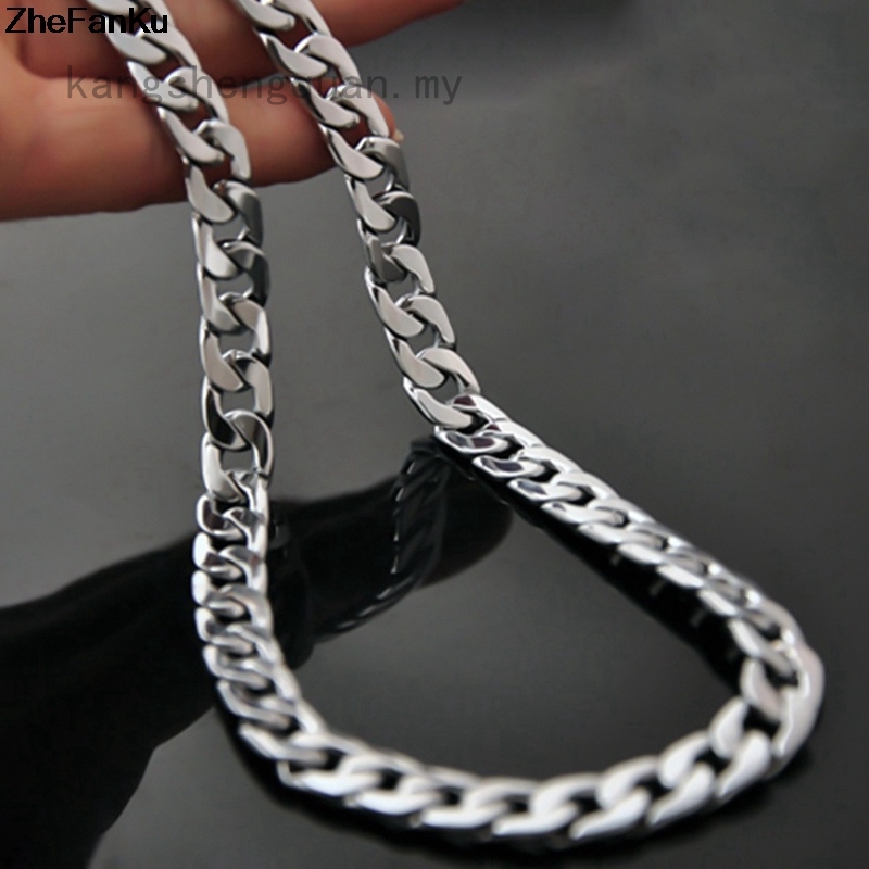 Kangshengquan Mens Necklace Chain Stainless Steel 50cm Silver Color Necklace For Men Jewelry Gift Width 6 7 10mm Shopee Malaysia