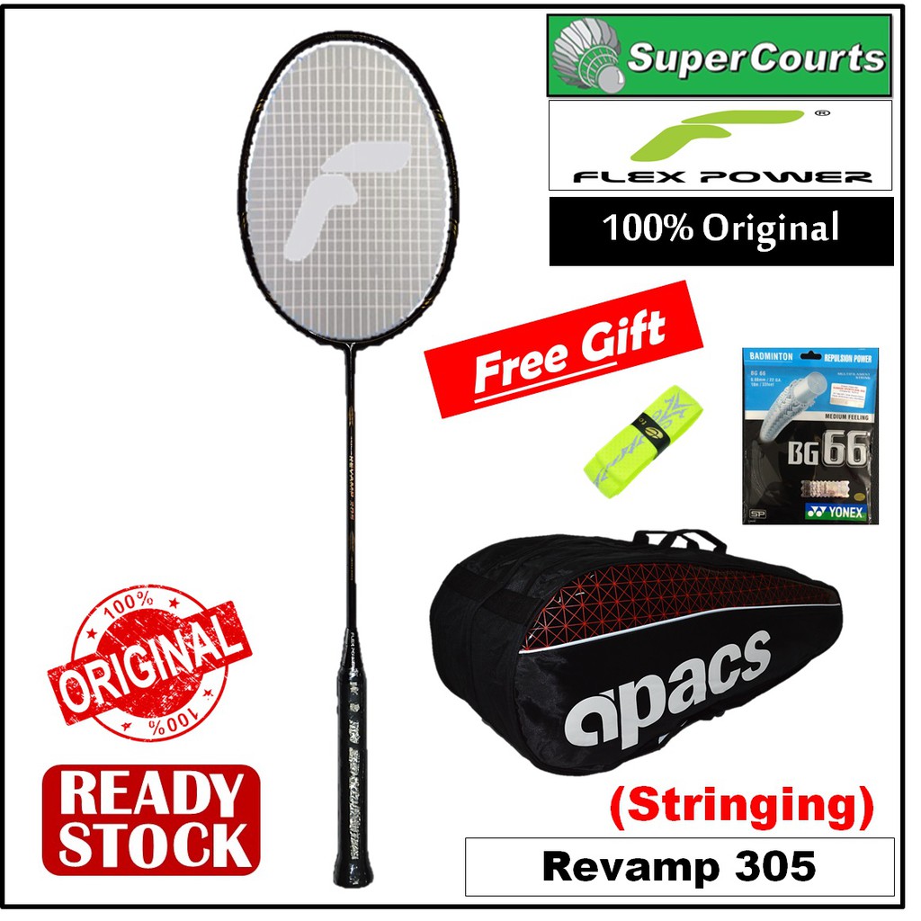 Flex Power Revamp 305 Foc Ap bag + Bg66 Gut+Tt Grip (Stringing) Woven