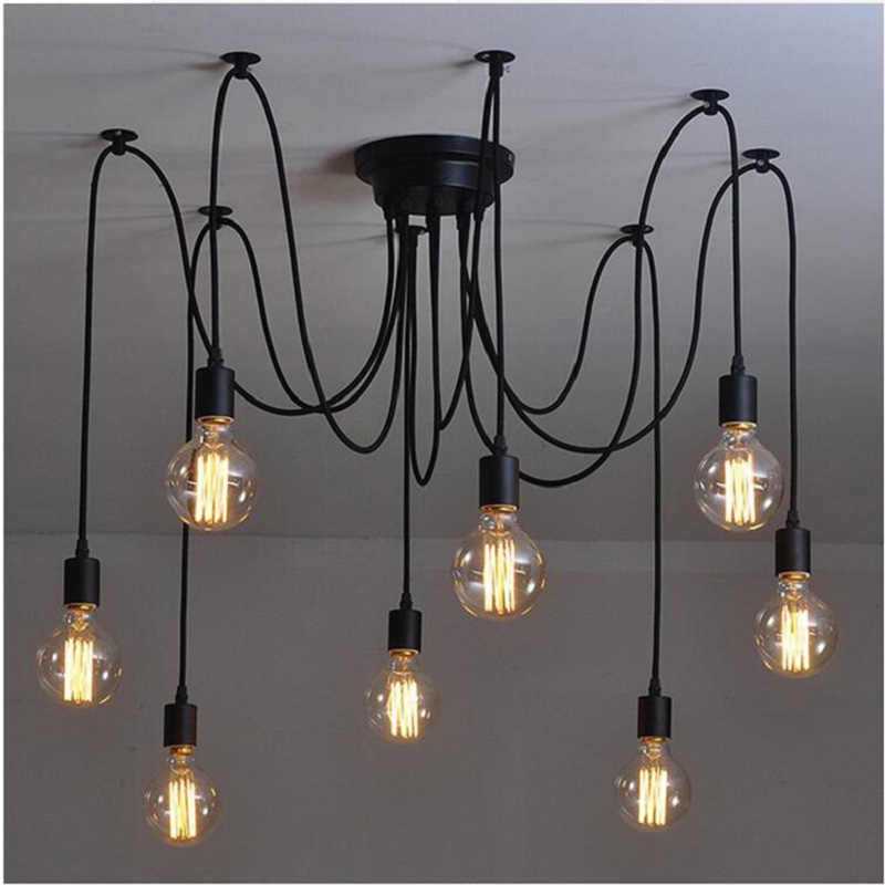 Diy Spider Ceiling Chandelier Modern Nordic Retro Chandelier Edison Light Bulb Living Room Lighting Hanging Lamp