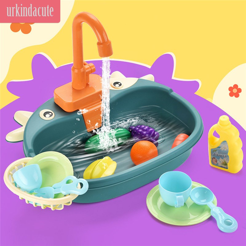 UC Kids Kitchen Simulation Toys Electric Dishwasher Mini Kitchen Ware Children Educational Toys