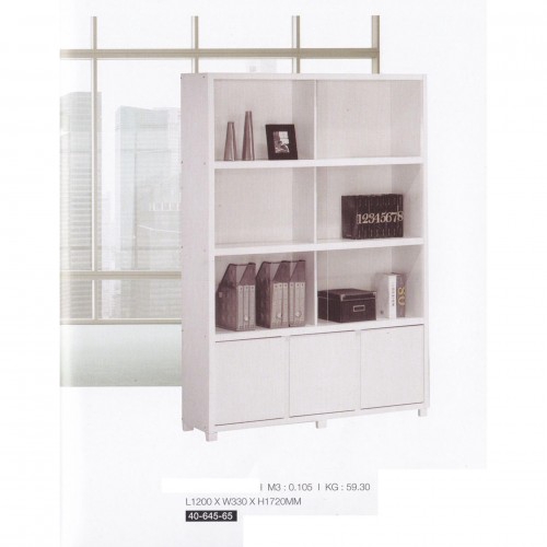 Ready Fixed 4 Feet Glass Sliding Door Solid Filing Book Cabinet